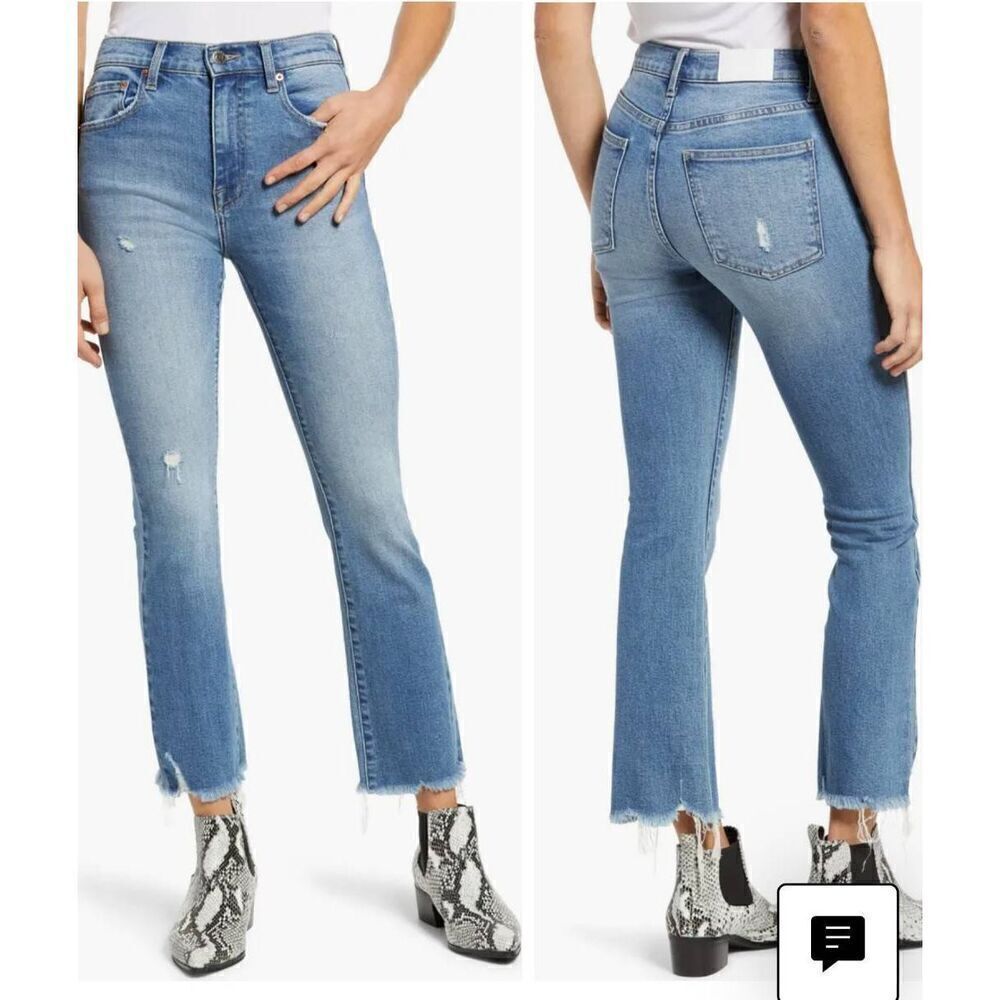 Pistola Distressed Raw Hem High-W Bootcut Jeans 27